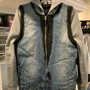 Denim Puffer Hoodie Hybrid